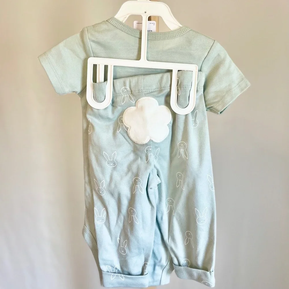 Carter's Just One You Baby 2pc Bunny Bodysuit and Pants Set Sage Green 12 Months